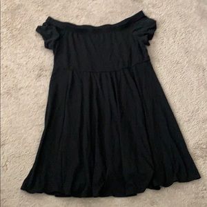 Black off the shoulder mid dress